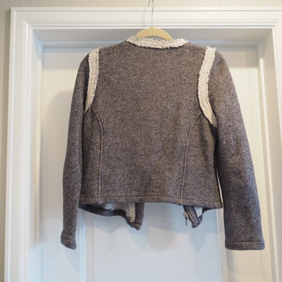 GAP Terry Motto Jacket Sz Small A-Symmetrical Zipper Fur Lining Preppy Style - Picture 8 of 12